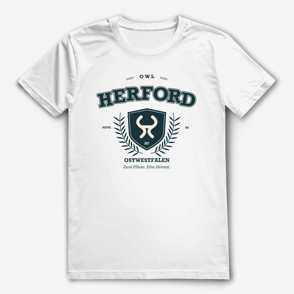 Herford College – Flusszeichen Shirt – White / XS