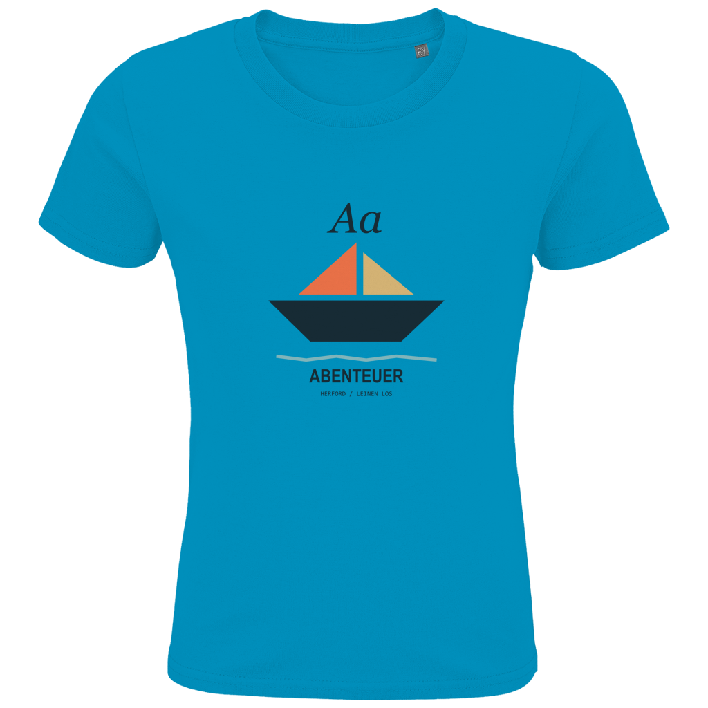 Aa Abenteuer – Herford Kids Bio-Shirt – Aqua / 2 (86/94)